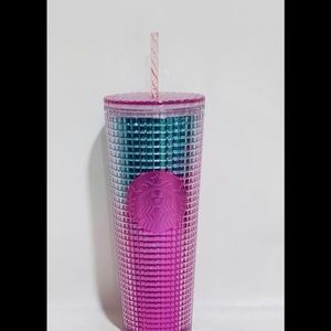 Starbucks Disco Ombre Grid Pink/Blue Tumbler Cup NWT